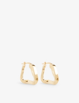 Bottega Veneta Womens Yellow Gold Wave Triangle 18ct Yellow-gold Plated Silver Hoop Earrings