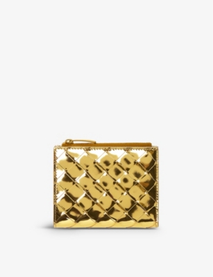 Bottega Veneta Womens Gold-m Brass Intrecciato Metallic-leather Bifold Wallet