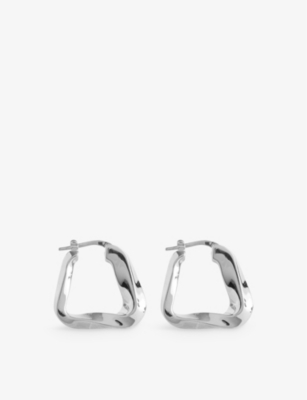 BOTTEGA VENETA: Wave triangle 18ct yellow-gold plated silver hoop earrings