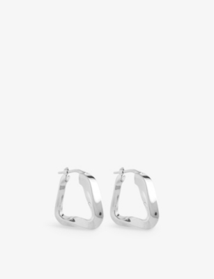 Bottega Veneta Womens Silver Wave Triangle 18ct Yellow-gold Plated Silver Hoop Earrings In Silver
