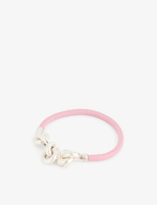 BOTTEGA VENETA: Chain-knot leather and sterling-silver bracelet