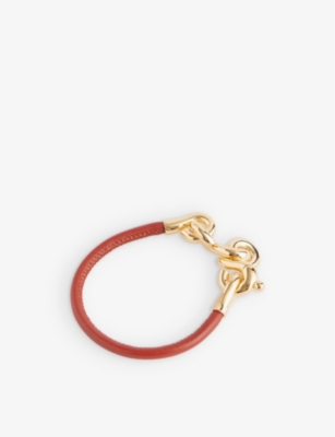 BOTTEGA VENETA: Chain-knot leather and sterling-silver bracelet