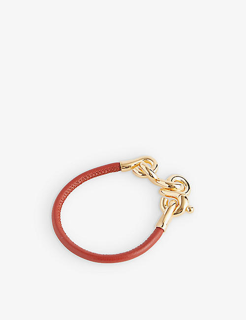 BOTTEGA VENETA: Chain-knot leather and sterling-silver bracelet