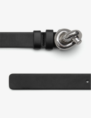 Bottega Veneta Womens Black-silver Knot Leather And Silver-tone Hardware Belt In Black-silver