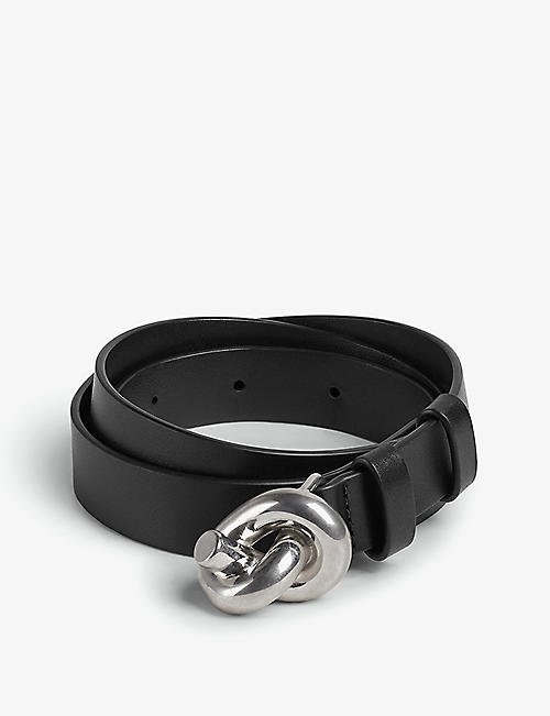 BOTTEGA VENETA: Knot leather and silver-tone hardware belt
