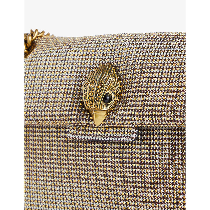 Shop Kurt Geiger London Womens Beige Kensington Eagle-embellished Mini Woven Shoulder Bag