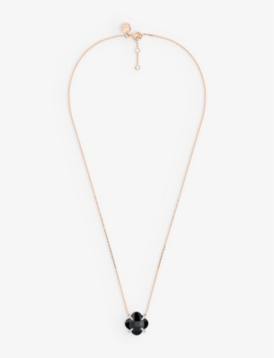 THE ALKEMISTRY: The Alkemistry x Morganne Bello Clover 18ct rose-gold, onyx and diamond necklace