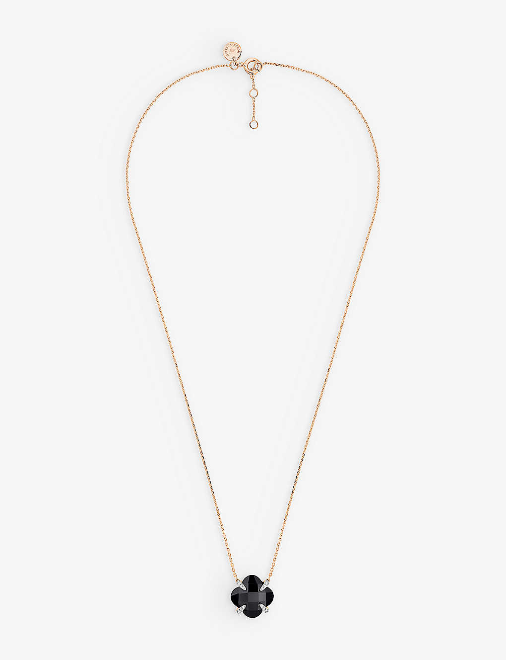 The Alkemistry Womens Rose Gold X Morganne Bello Clover 18ct Rose-gold, Onyx And Diamond Necklace