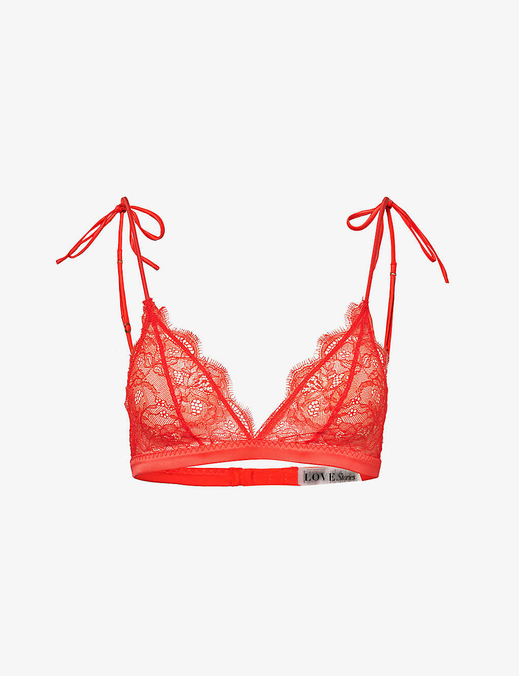 Love Stories Womens Red Gwen Floral-embroidered Lace Bralette