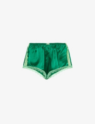 Love Stories Womens Green Apollo High-rise Silk Pyjama Shorts