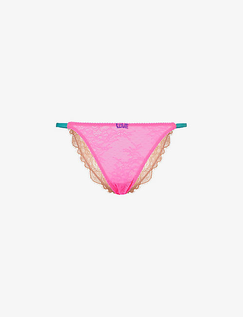 LOVE STORIES: Wild Rose mid-rise stretch-lace briefs