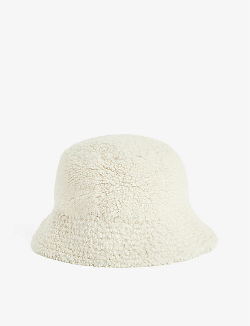 YVES SALOMON: Wide-brim reversible shearling bucket hat