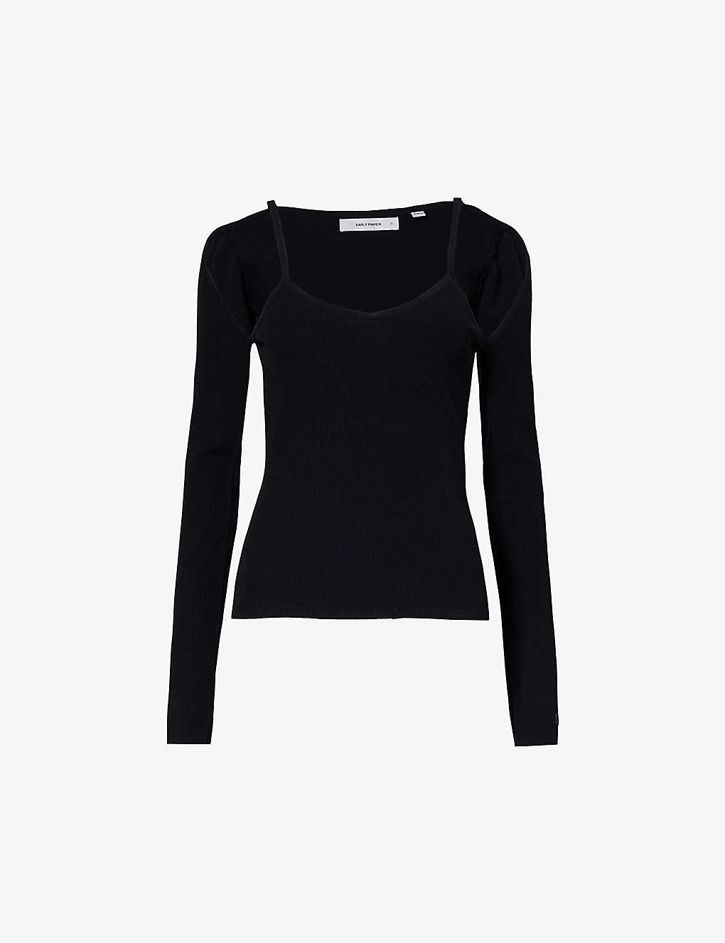 Daily Paper Womens Black Rimona Cut-out Knitted Top