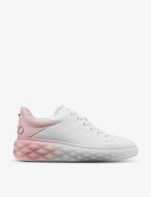 Shop Jimmy Choo Women's V White/macaron Mix Diamond Maxi Brand-embellished Leather Low-top Trainers