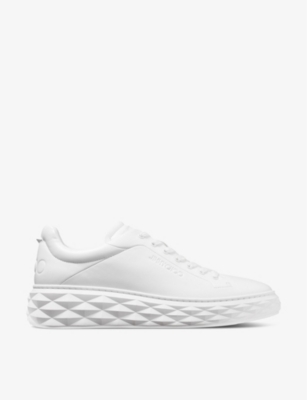 JIMMY CHOO: Diamond Maxi logo-embossed leather low-top trainers