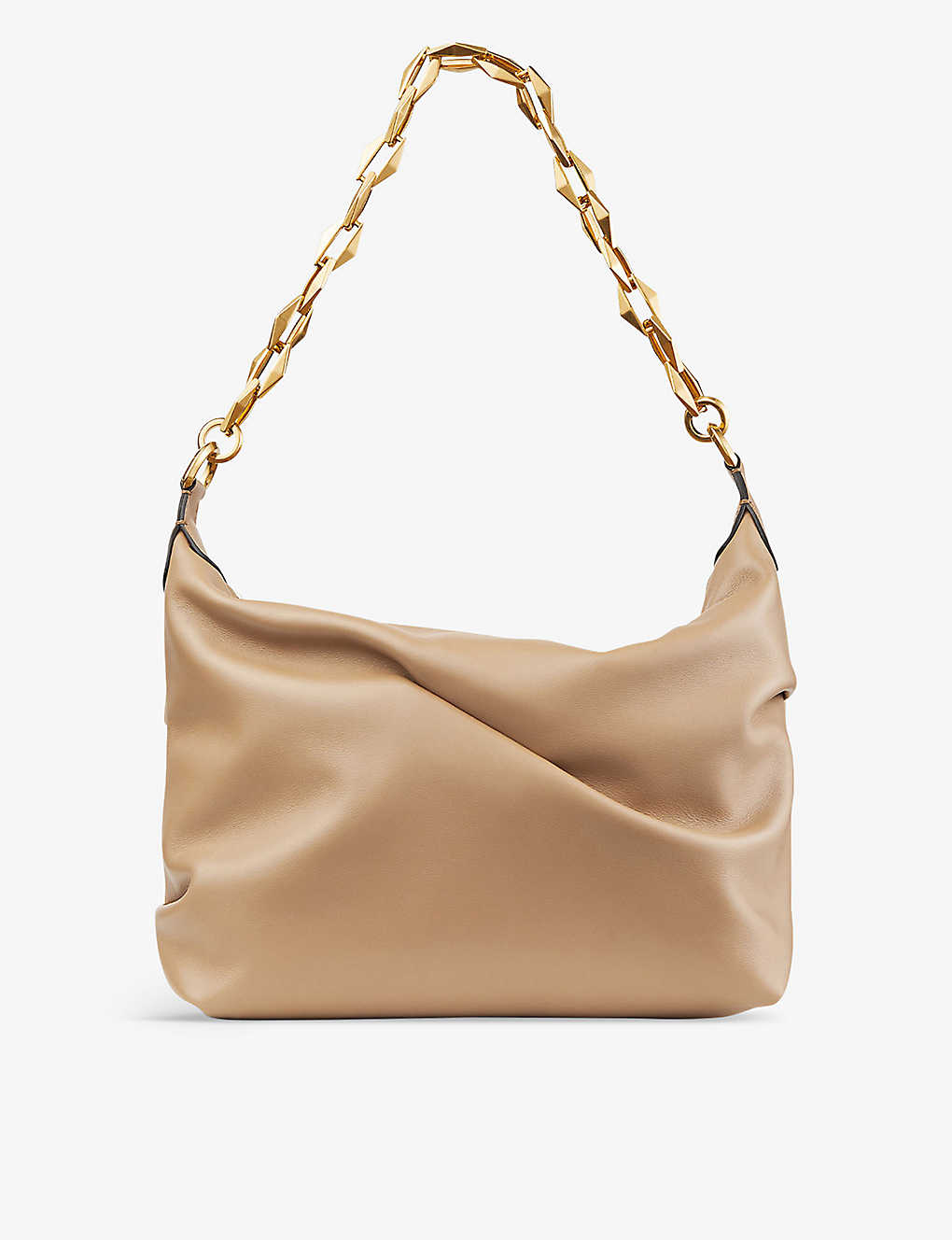 Jimmy Choo Diamond Leather Hobo Bag In Biscuit/gold