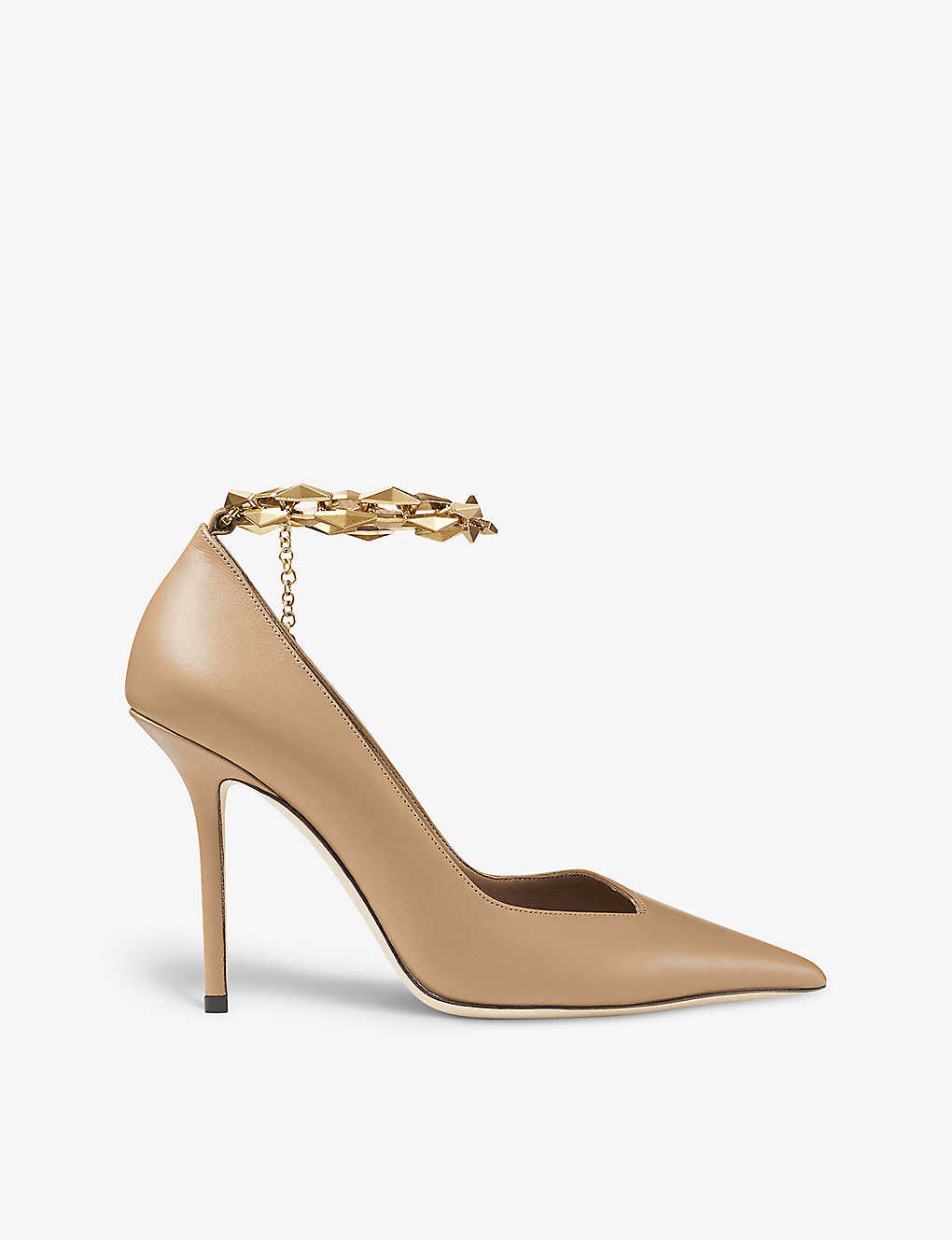 Jimmy Choo Diamond Talura 100 Leather Pumps In Biscuit