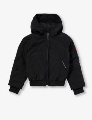 Shop Canada Goose Logo-patch Woven-blend-down Bomber Jacket 2-7 Years In Black