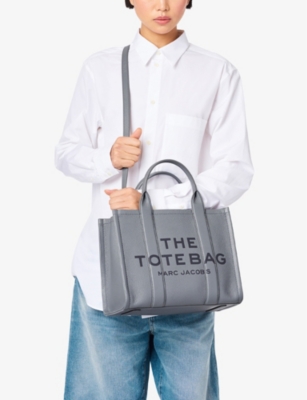 MARC JACOBS WOMENS WOLF GREY THE LEATHER MEDIUM TOTE BAG 