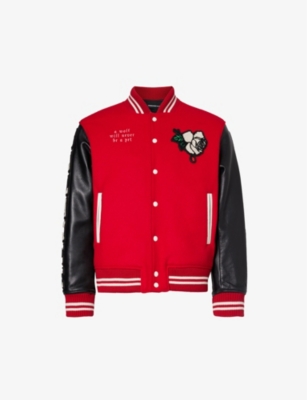 Undercover Patch-detail Buttoned Bomber Jacket In Red