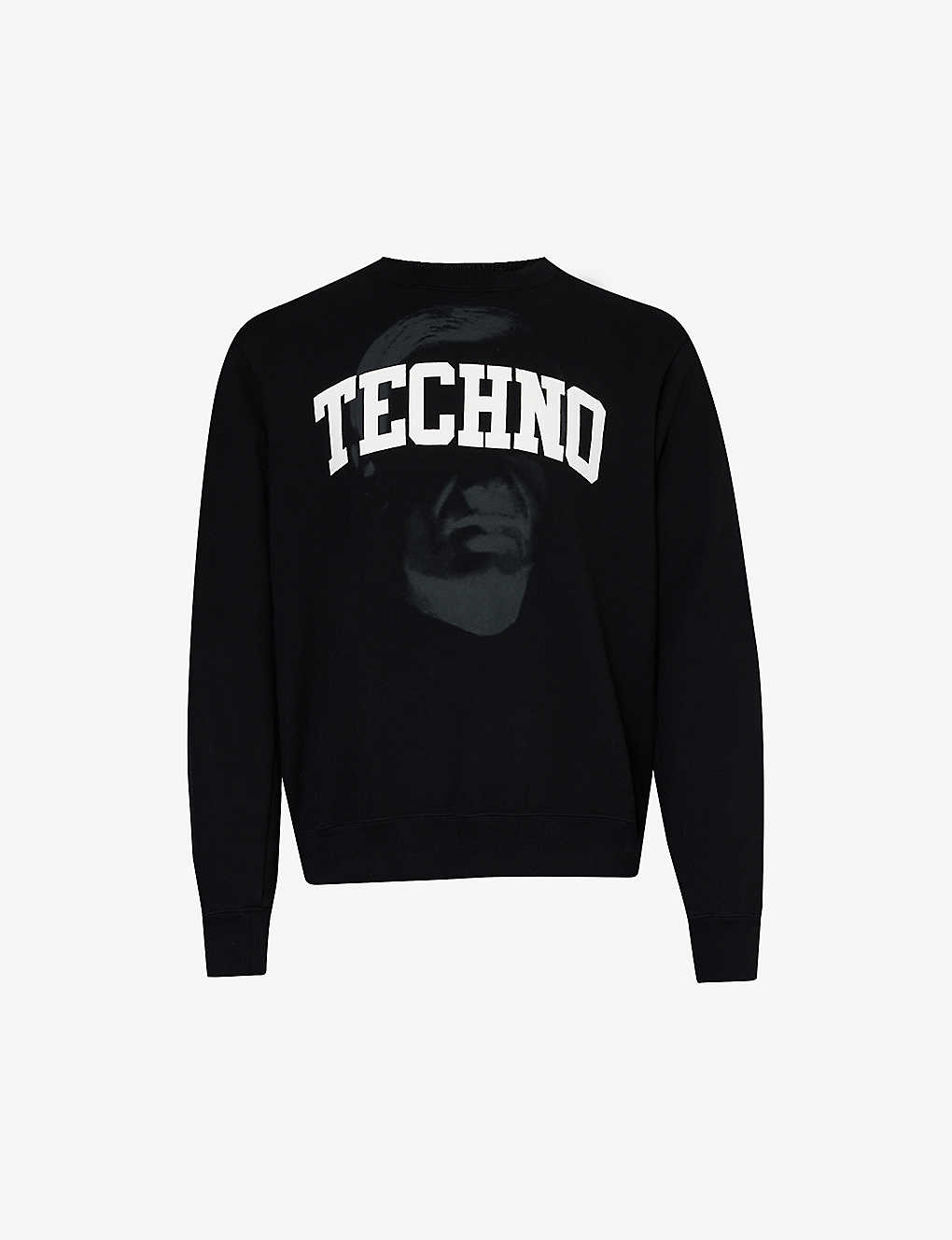 Undercover Mens Black Techno Graphic-print Cotton-jersey Sweatshirt