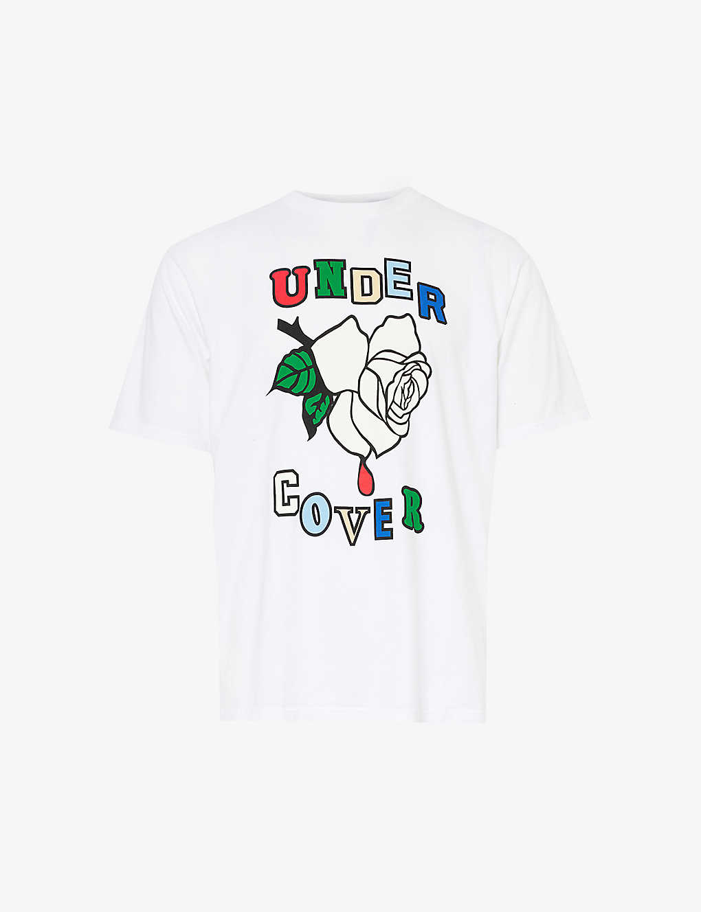 Shop Undercover Mens White Graphic-print Crewneck Cotton-jersey T-shirt