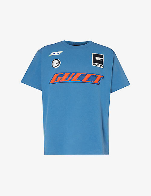 GUCCI: Brand-appliqué crewneck cotton-jersey T-shirt