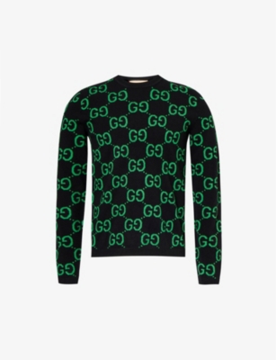 GUCCI: Monogram-intarsia crewneck wool-knit jumper