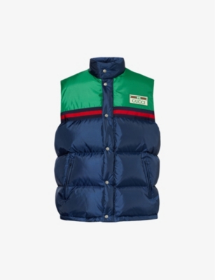 GUCCI: Brand-patch funnel-neck shell-down gilet
