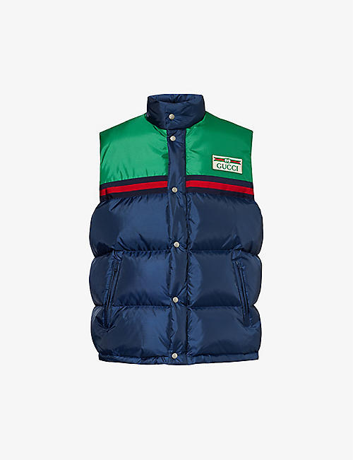 GUCCI: Brand-patch funnel-neck shell-down gilet