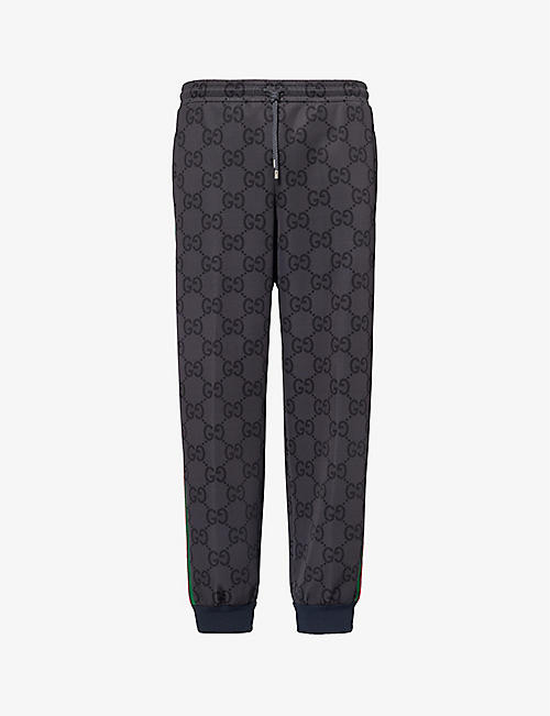 GUCCI: Monogram-patterned tapered-leg stretch-woven jogging bottoms