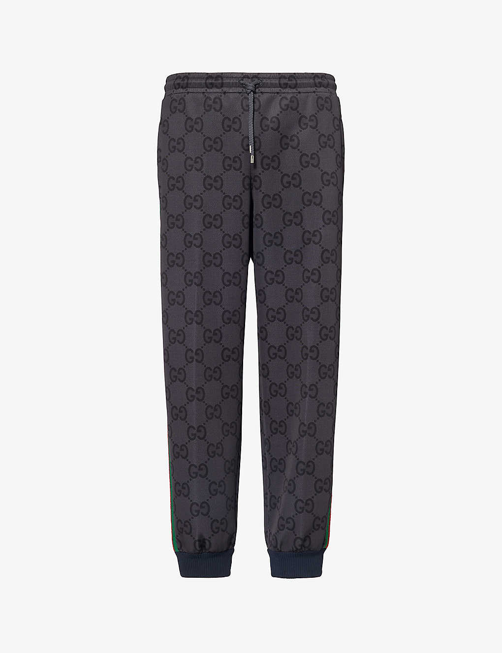 Gucci Monogram-patterned Tapered-leg Stretch-woven Jogging Bottoms In Grey/dark Grey/mc