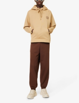 Shop Gucci Men's Camel Mix Brand-appliqué Kangaroo-pocket Cotton-jersey Hoody