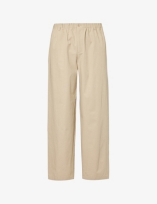 GUCCI: Brand-embroidered tapered-leg relaxed-fit cotton trousers