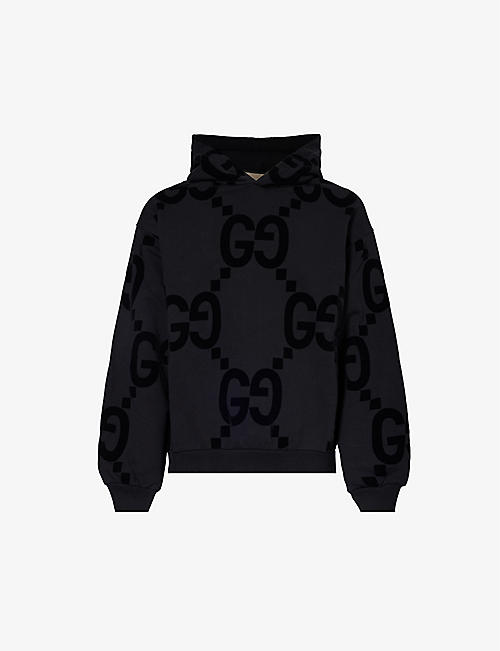 GUCCI: Monogram-embellished relaxed-fit cotton-jersey hoody