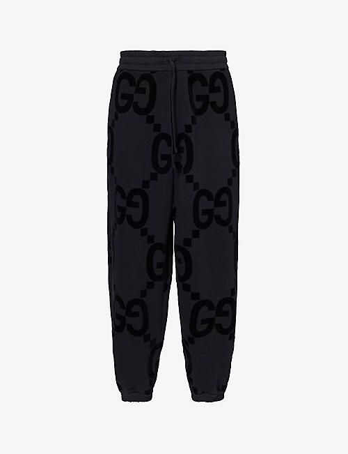 GUCCI: Monogram-pattern relaxed-fit cotton-jersey jogging bottoms