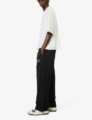 Shop Gucci Men's Black/mix Brand-appliqué Relaxed-fit Jersey Jogging Bottoms