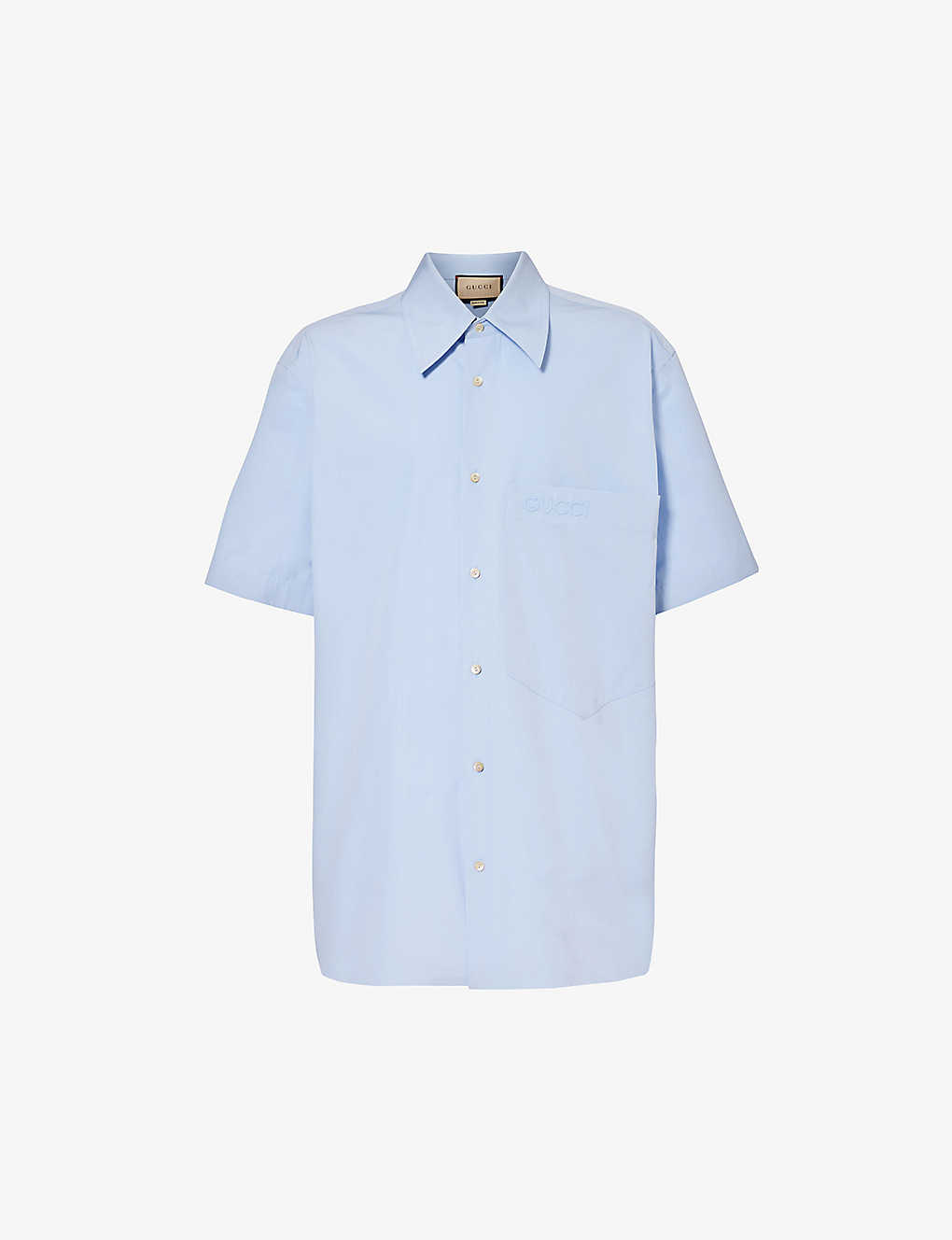 Gucci Oversized Short-sleeve Cotton Shirt In Blue
