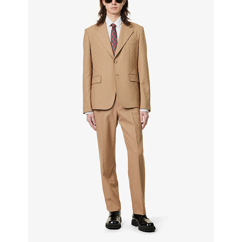 Shop Gucci Men's Marschland Ivy Monogram-embellished Slim-fit Woven Blazer
