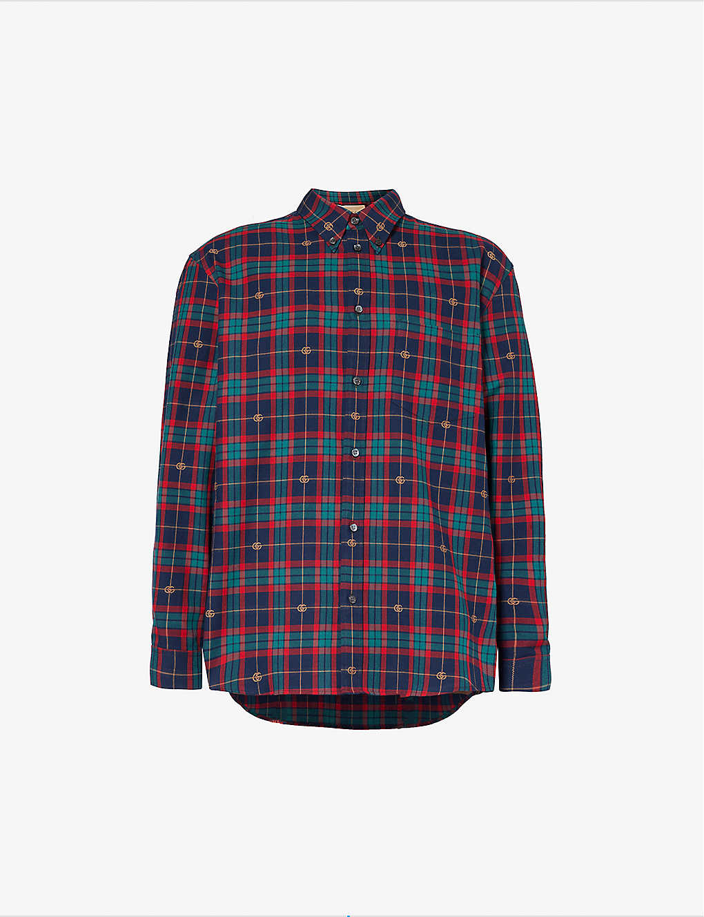 Gucci Checked Brand-embroidered Cotton Shirt In Multi-coloured