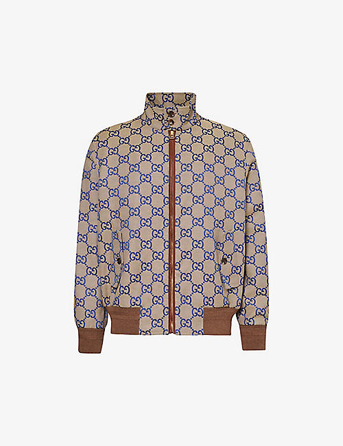 GUCCI: Monogram-pattern relaxed-fit cotton-blend jacket