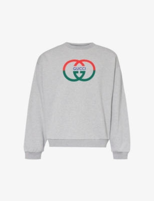 GUCCI: Interlocking G-print crewneck cotton-jersey sweatshirt
