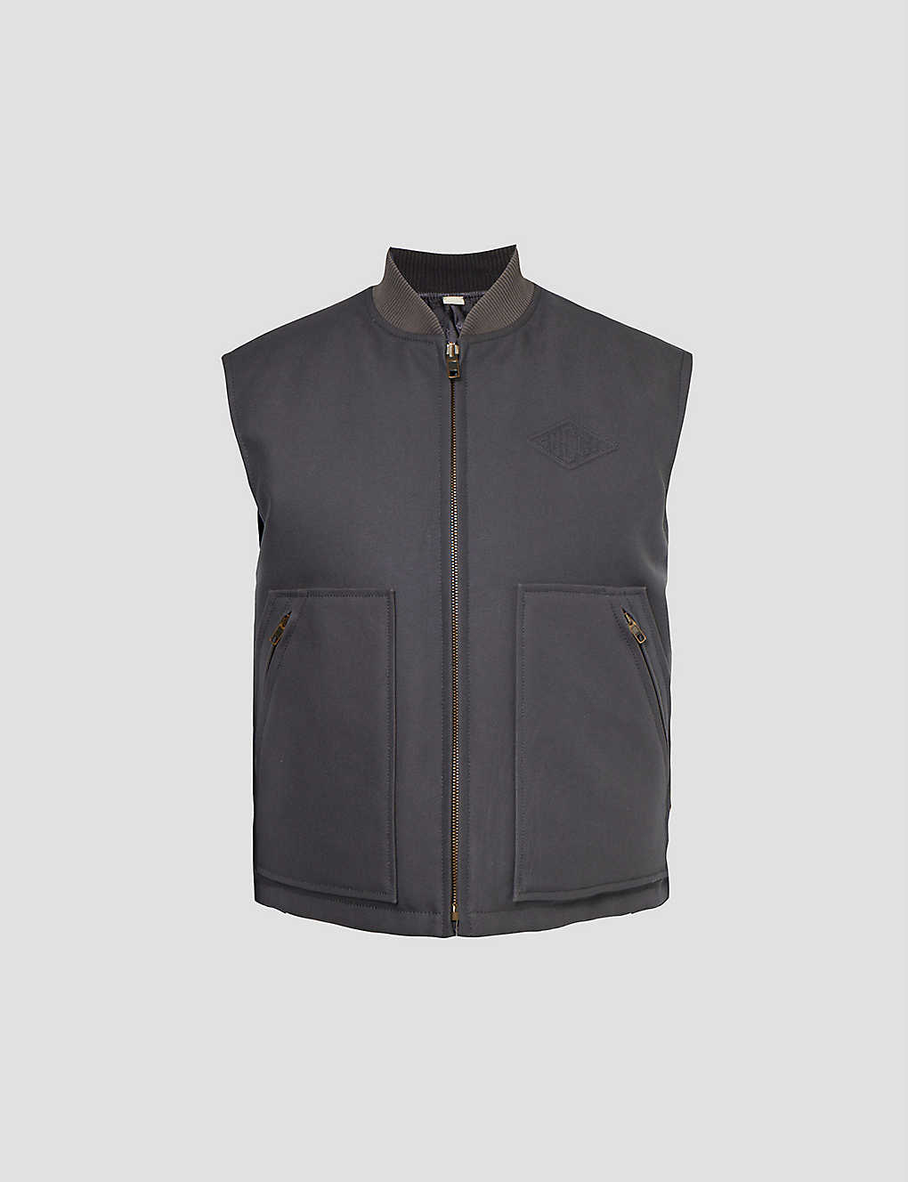 Gucci Mens Stone Mid Grey Brand-print Brand-embossed Regular-fit Cotton-canvas Down Gilet