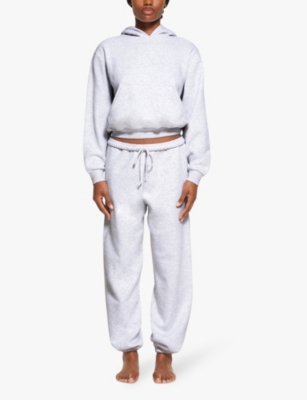 Skims Womens Light Heather Grey Relaxed-fit Cotton-blend Hoody In Light Heather Grey