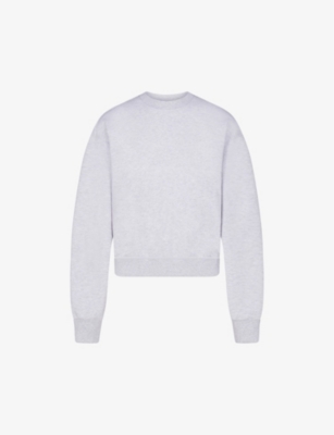 Shop Skims Women's Light Heather Grey Round-neck Cotton-blend Sweatshirt