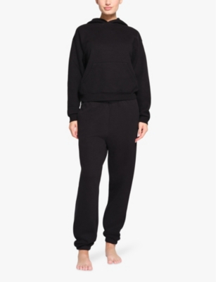 Skims Womens Onyx Elasticated-waist Fleece Jogging Bottoms In Onyx