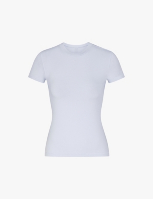 Shop Skims Women's Periwinkle New Vintage Short-sleeve Stretch-cotton T-shirt