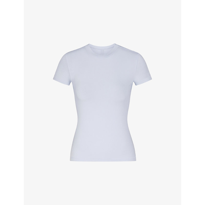 Shop Skims New Vintage Short-sleeve Stretch-cotton T-shirt In Periwinkle