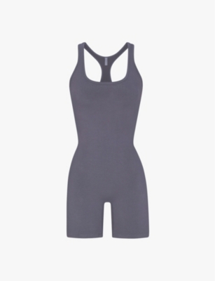 Skims Blue Outdoor Mid Thigh Jumpsuit In Steel Blue