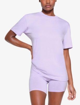 Shop Skims Women's Lily Boyfriend Short-sleeve Stretch Cotton And Modal T-shirt